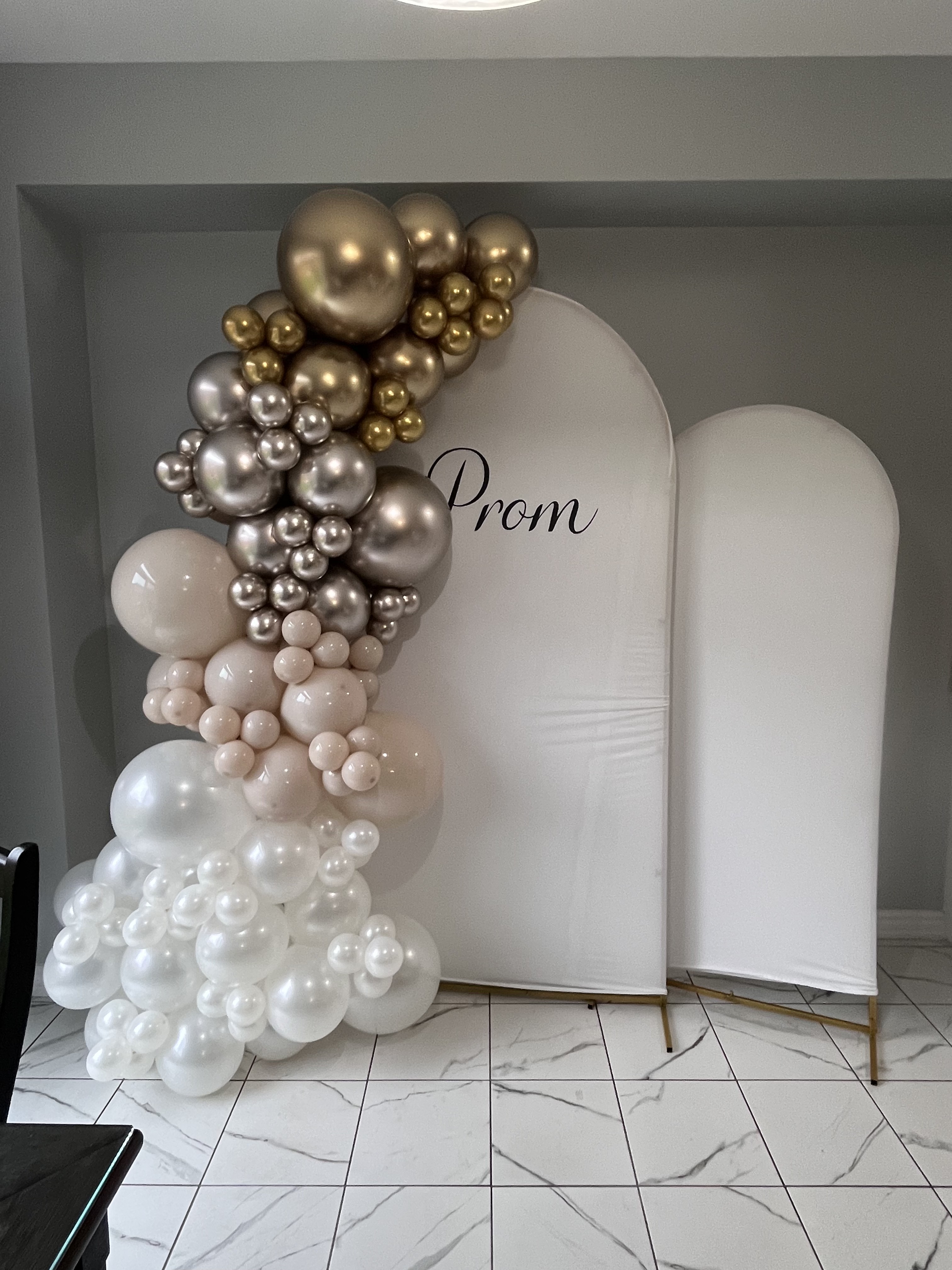 Bridal event with pastel balloon arch